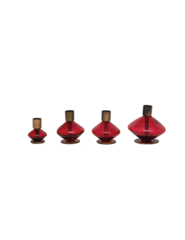 Creative Co-op Blown Glass and Metal Taper Holders in Red