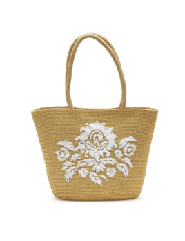 Two's Company Tote Bag with Embroidered Floral Motif