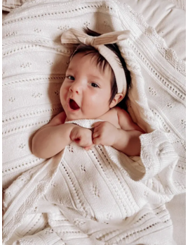 Luna + Luca Pointelle Baby Blanket - White