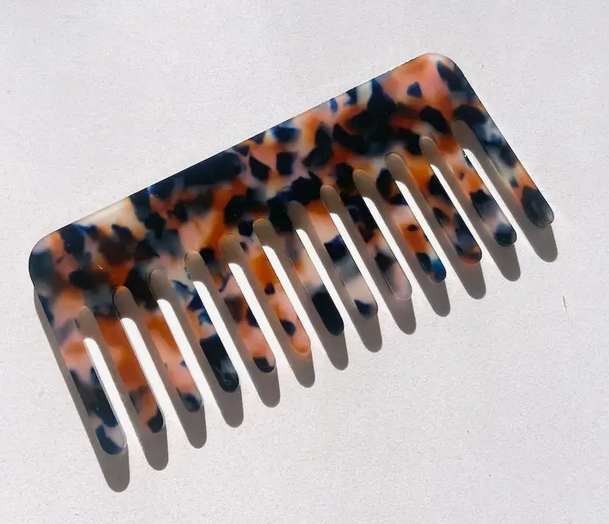 Solar Eclipse Wide Tooth Acetate Hair Comb | Eco-Friendly  Coral Tortoise