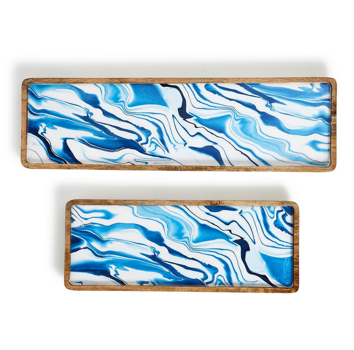 Two's Company Aptware Blue Long Trays / Platters-Large