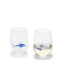 Two's Company Great White Shark Stemless Wine Glass