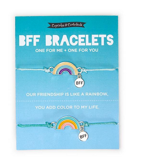 Two's Company Rainbow Set of 2 BFF Friendship Adjustable Bracelets - Dark Blue