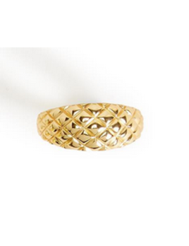 Two's Company Gold Dome Ring - Criss Cross