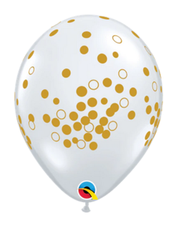 Latex Balloon - Clear w/ Gold Confetti Dots 11"