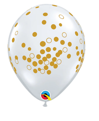 Latex Balloon - Clear w/ Gold Confetti Dots 11"