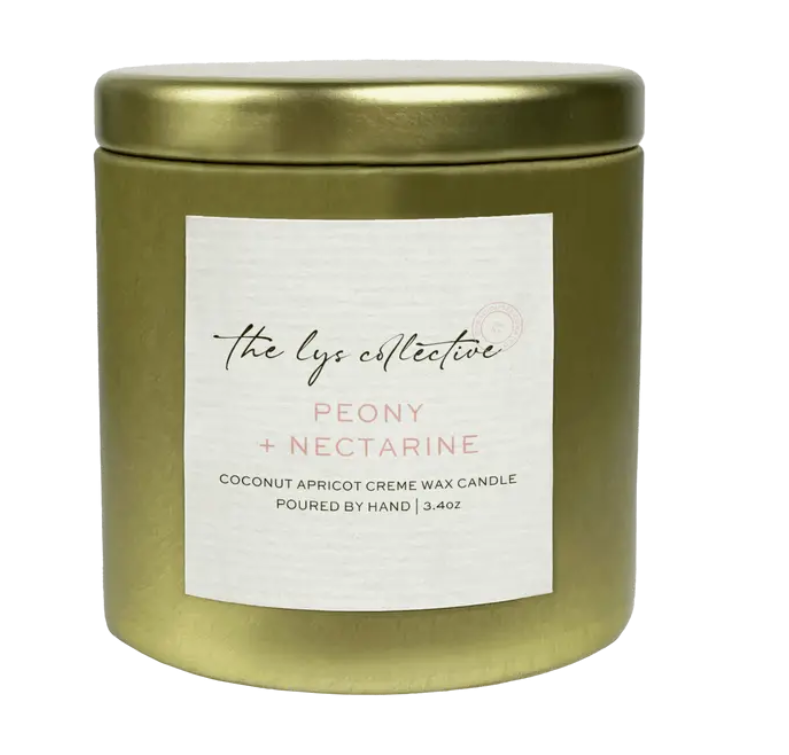 The Lys Collective Peony + Nectarine Coconut Apricot Creme Wax Candle Tin