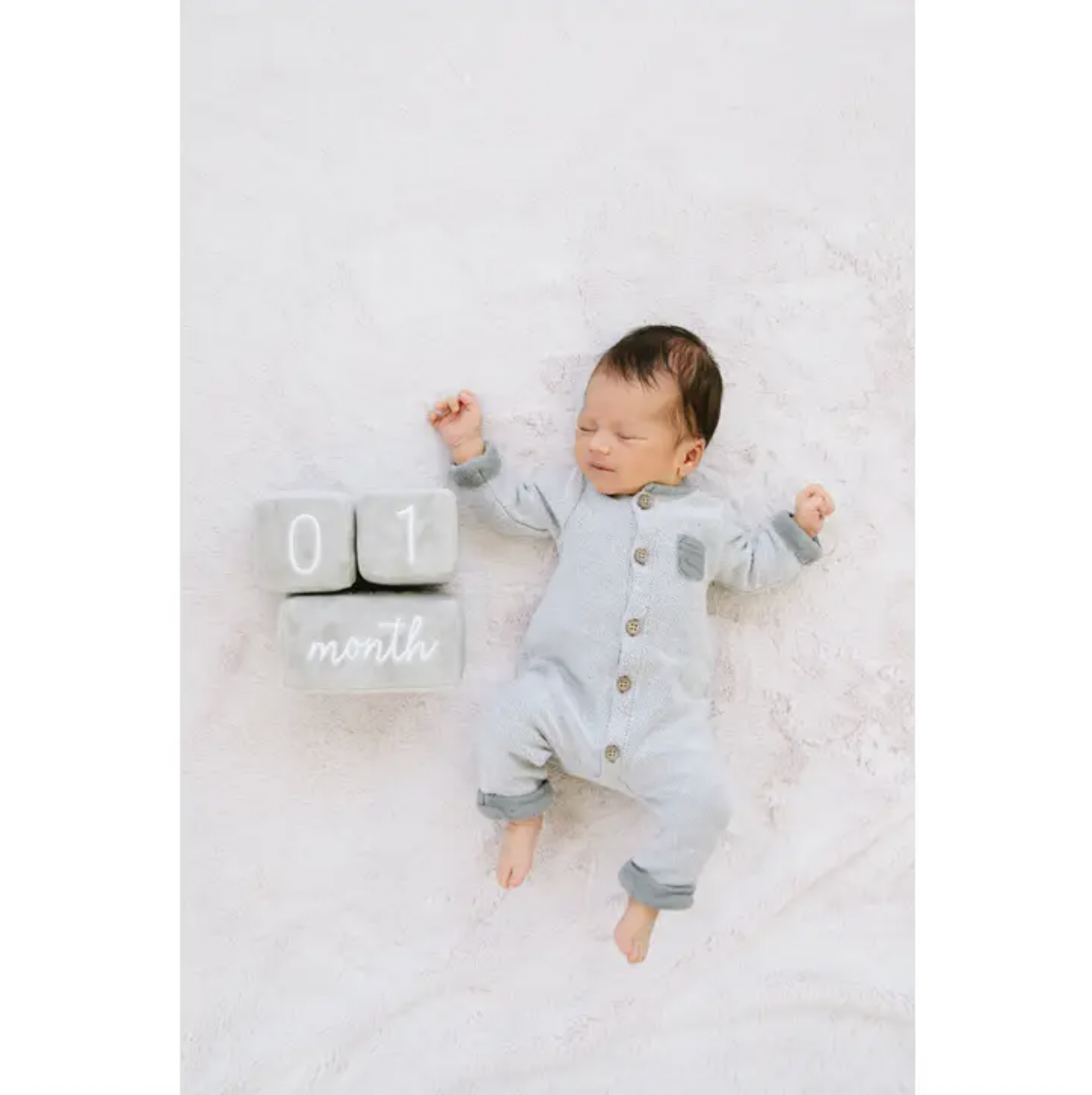 pearhead Baby Plush Photo Sharing Milestone Age Blocks, Gray