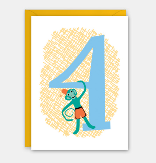 Rock Scissor Paper 4th Birthday - Birthday Card