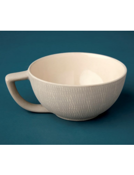 Be Home Crosshatch Stoneware  Soup Mug, Sterling