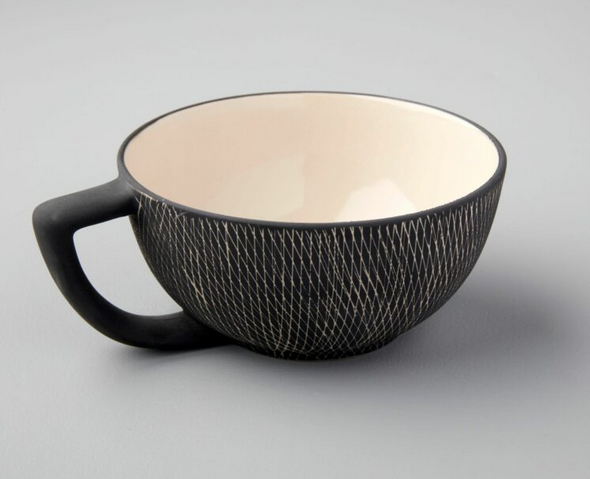 Be Home Crosshatch Stoneware Soup Mug, Black