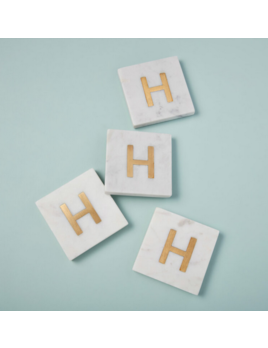 Be Home Verona Marble Monogram Coasters Set of 4 - Letter H