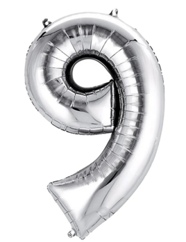 Silver Mylar Balloon 40" - Nine