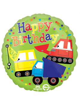 Balloons Everywhere Birthday Trucks Balloon 18"