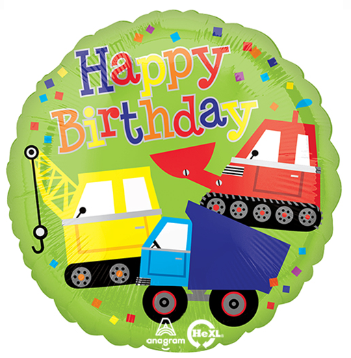 Balloons Everywhere Birthday Trucks Balloon 18"