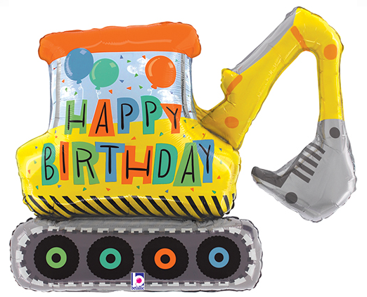 Balloons Everywhere Birthday Construction Excavator Balloon 31"