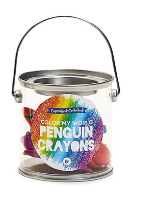 Two's Company Penguins crayons in Paint Jar