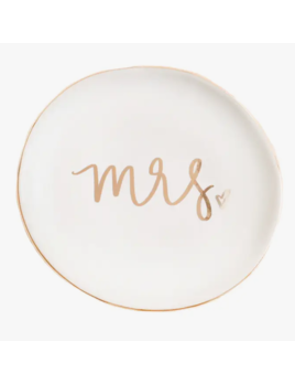 Sweet Water Decor Mrs. Jewelry Dish - White and Gold Foil