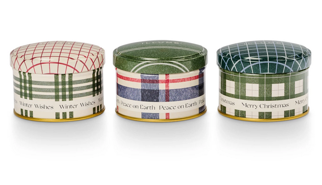 Illume Balsam & Cedar Noble Holiday Tin Trio Gift Set