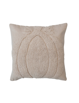 Creative Co-op 18" Square Cotton Slub Tufted Pillow w/ Pumpkin