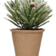 Creative Co-op Faux Greens w/ Red Berries in Paper Mache Pot