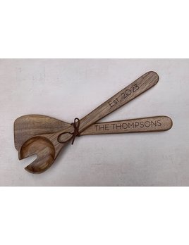 P Graham Dunn Personalized Wood Salad Servers - Name/Date