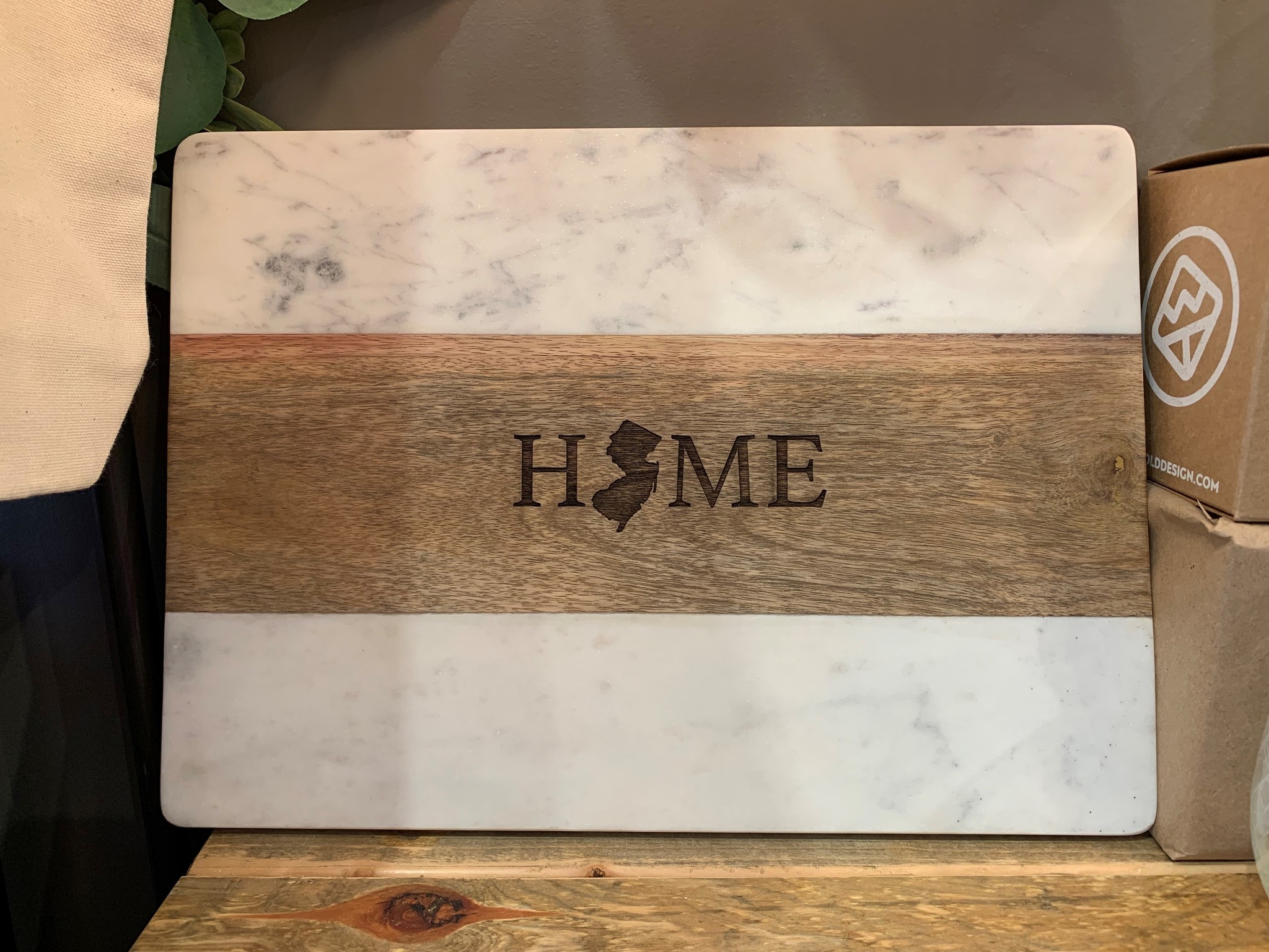 Second Nature by Hand Marble & Wood Serving Board- Home / New Jersey