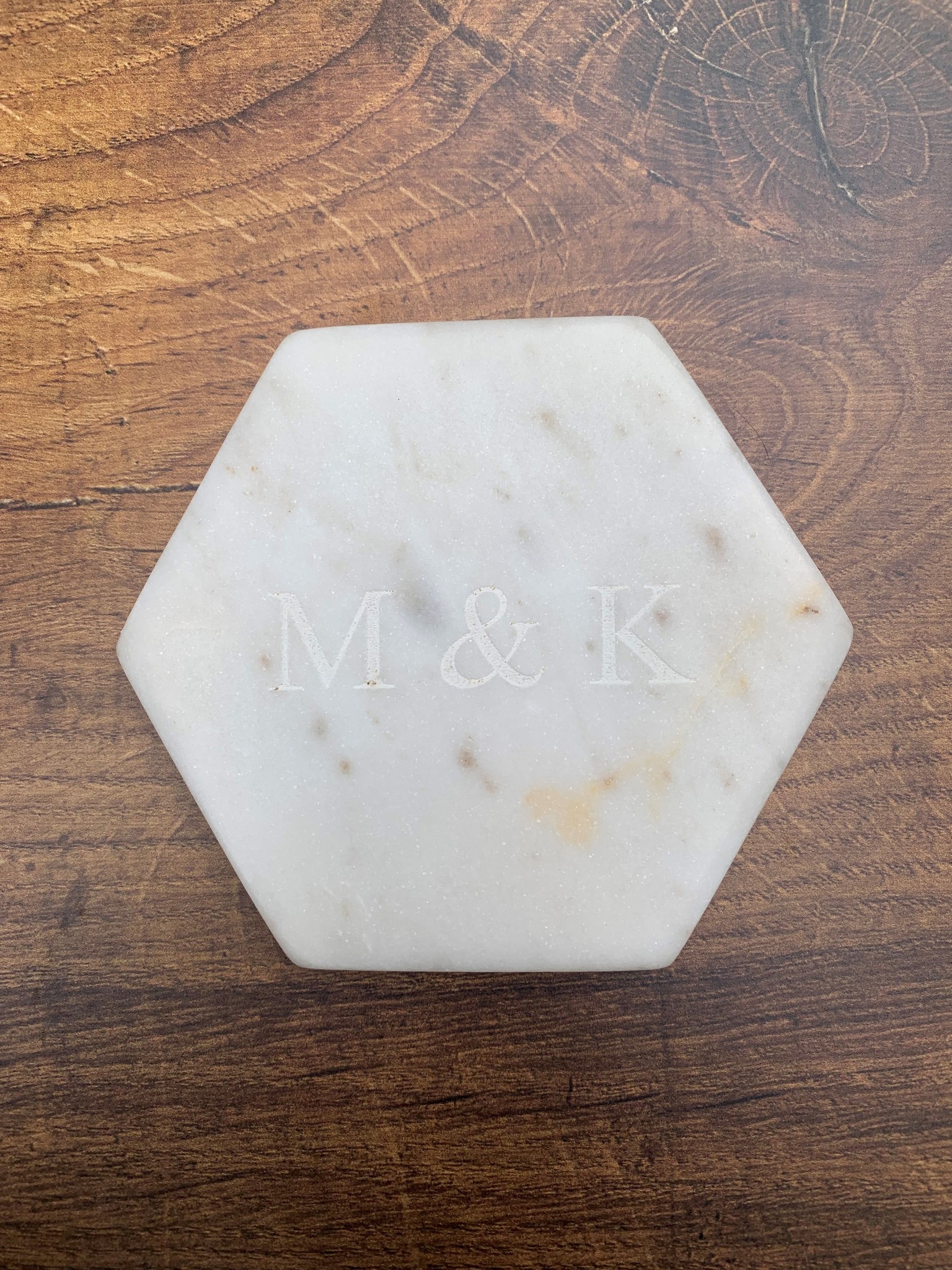 8 Oak Lane Personalized White Marble Coaster Set