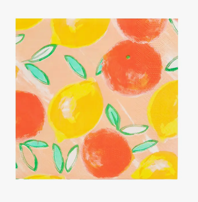 Talking Tables Citrus Fruit Lemon and Orange Napkins - 20 Pack