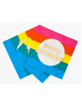 Talking Tables Rainbow Happy Birthday Napkins - 16 Pack