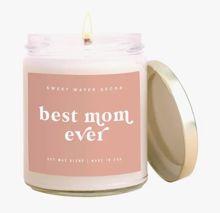 Sweet Water Decor Best Mom Ever! Soy Candle - Clear Jar - Blush Pink - 9 oz