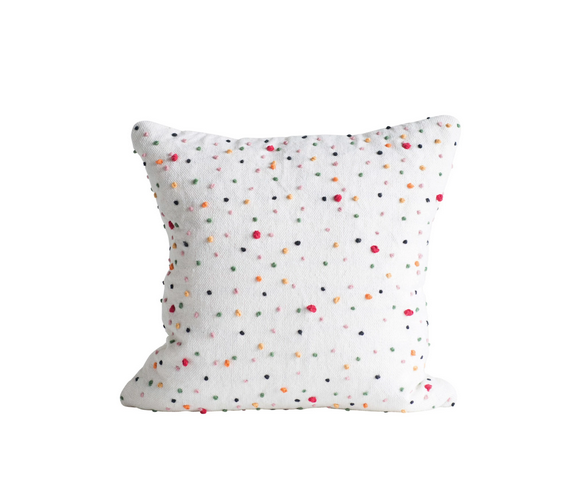 Creative Co-op 18" Cotton Pillow witih French Knots