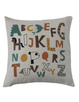 Creative Co-op Cotton Printed Pillow w/ Abstract Alphabet