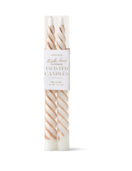 Paddywax Cypress & Fir Twisted Tapers 10" - Metacllic Ivory