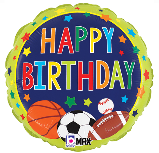 Balloons Everywhere Birthday Multi-Sports Balloon 18"