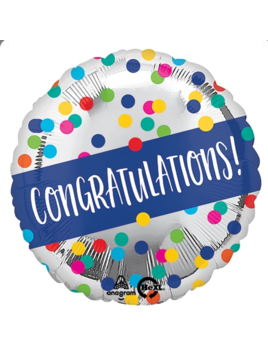 Balloons Everywhere 18" Congratulations Silver Dots Balloon