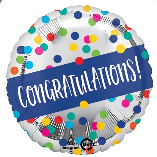 Balloons Everywhere 18" Congratulations Silver Dots Balloon