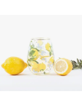8 Oak Lane Lemon Floral Stemless Wine Glass