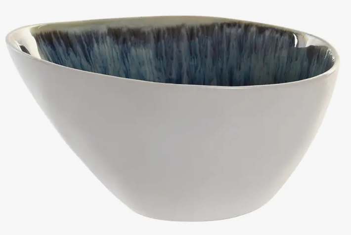 Alexandra Meti Glazed Stoneware Bowl Enameled Blue