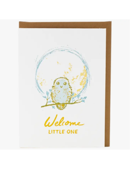 Smudge Ink Little Owl Baby Card