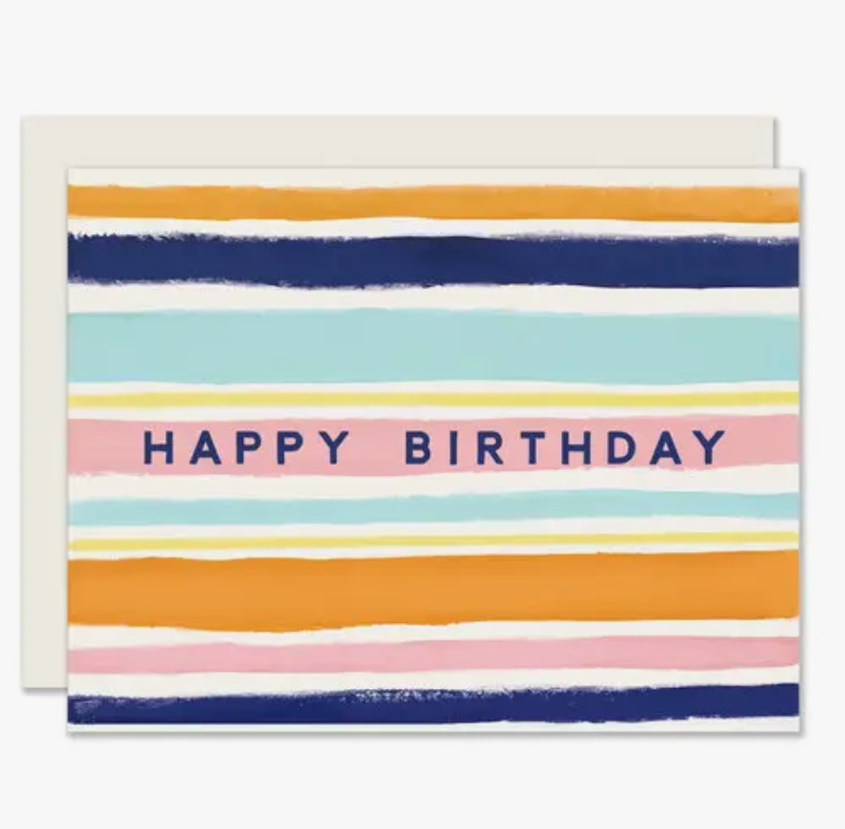 Slightly Stationery Happy Birthday Simple Stripes Card