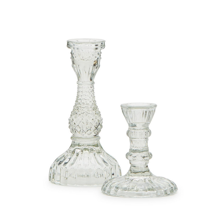 Two's Company Casa Verde Clear Glass Candlestick