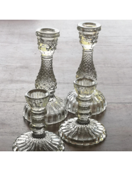 Two's Company Casa Verde Clear Glass Candlestick