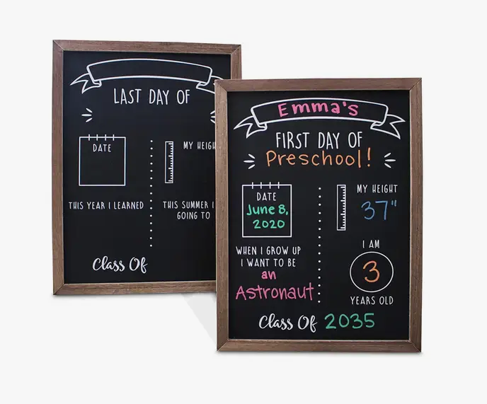 Olive & Emma First and Last Day of School Chalkboard Sign