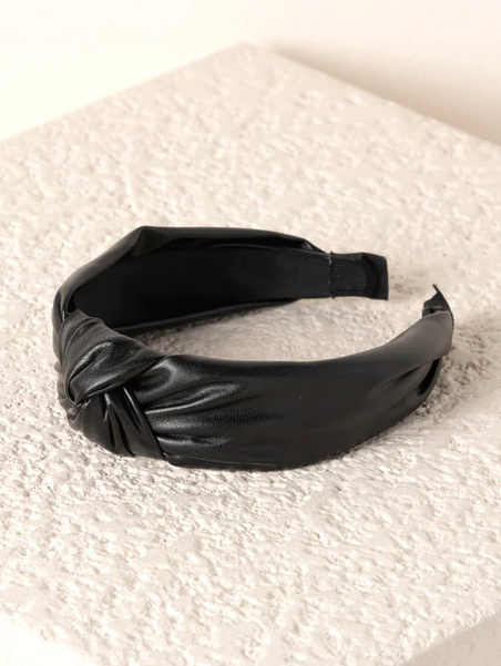 Shiraleah Knotted Faux Leather Headband - Black