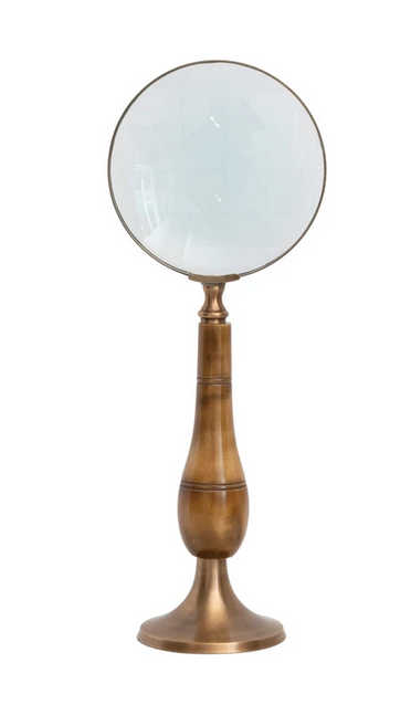 Creative Co-op Brass & Bone Magnifying Glass on Stand