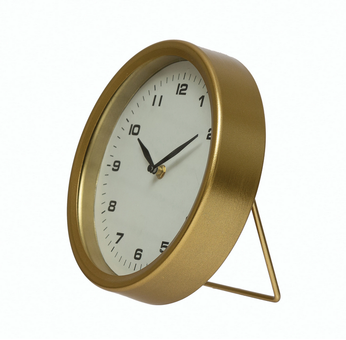 Creative Co-op Metal Table Clock, Brass Finish