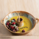 Creative Co-op Stoneware Dish with Toothpick Holder with Glaze