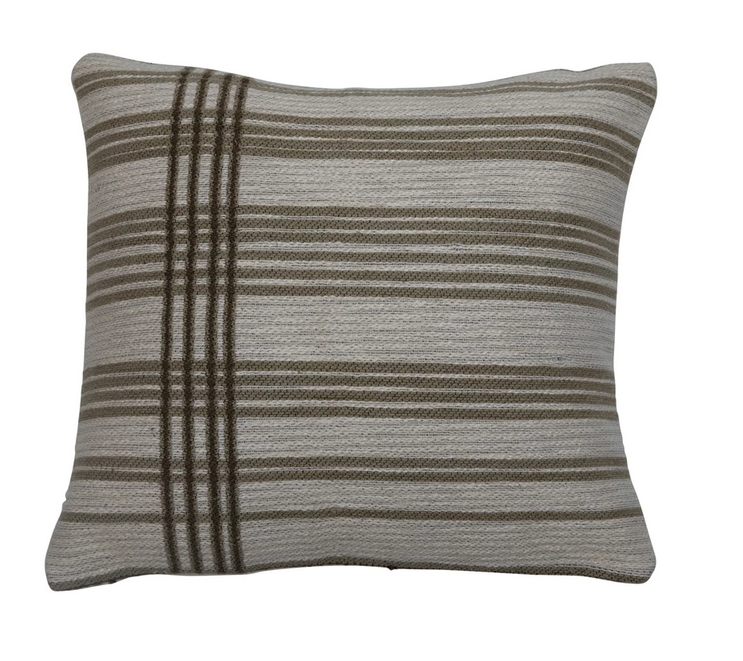 Creative Co-op 18" Woven Cotton Jacquard Pillow with Stripes