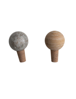 Creative Co-op Marble & Cork Bottle Stopper